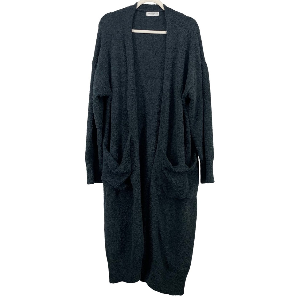 Natural Life Size L/XL Longline Cardigan Charcoal Gray Popcorn Knit Duster Women